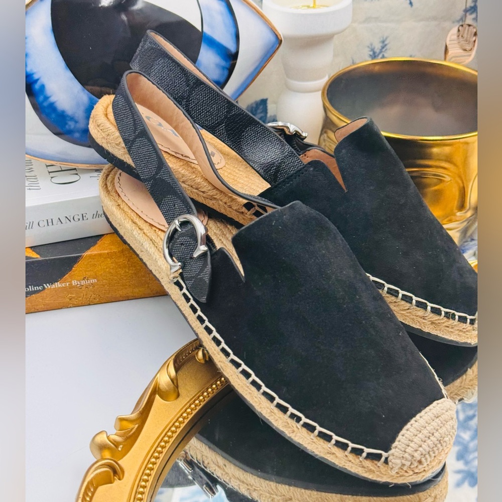 🆕 COACH 🧿 NWOT Black Suede Candice Espadrille - Size US 6 - Picture 13 of 16